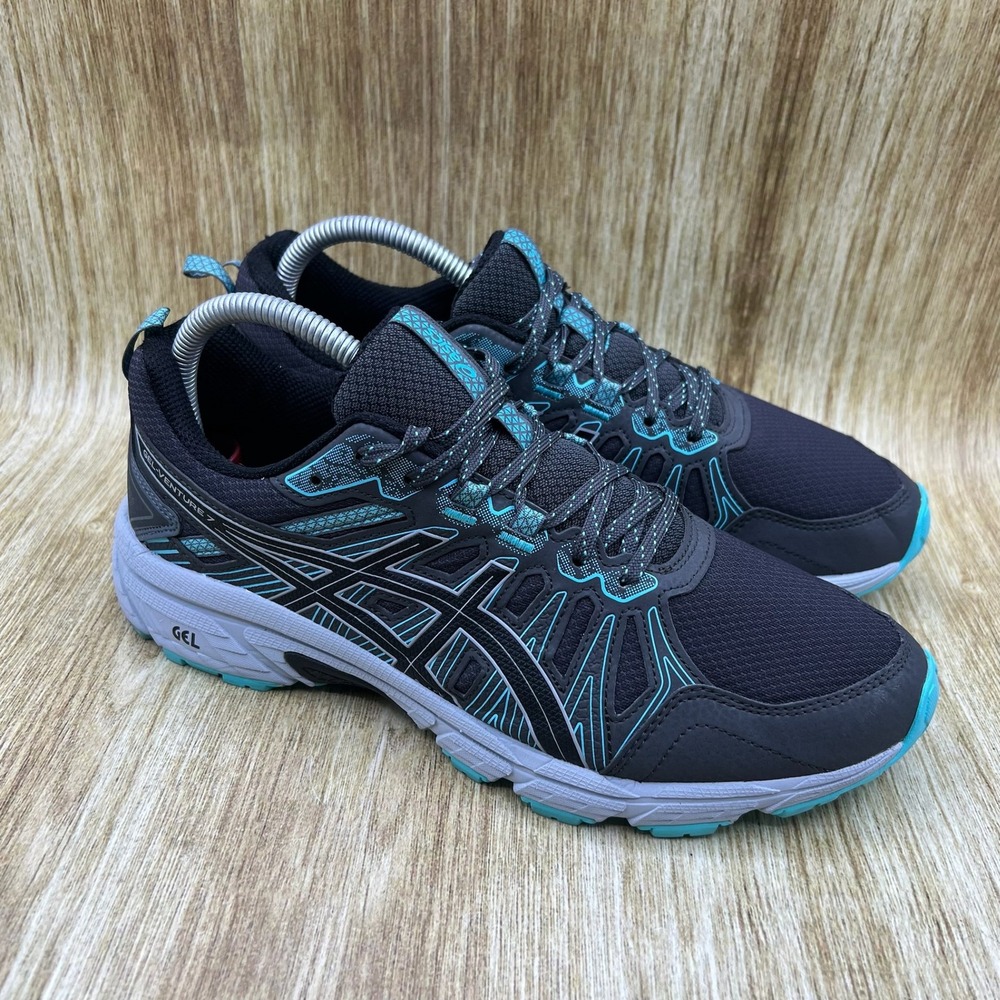 ASICS Gel Venture 7 Women's Size 10 Wide Trail Running Shoes Black Aqua 1012A682